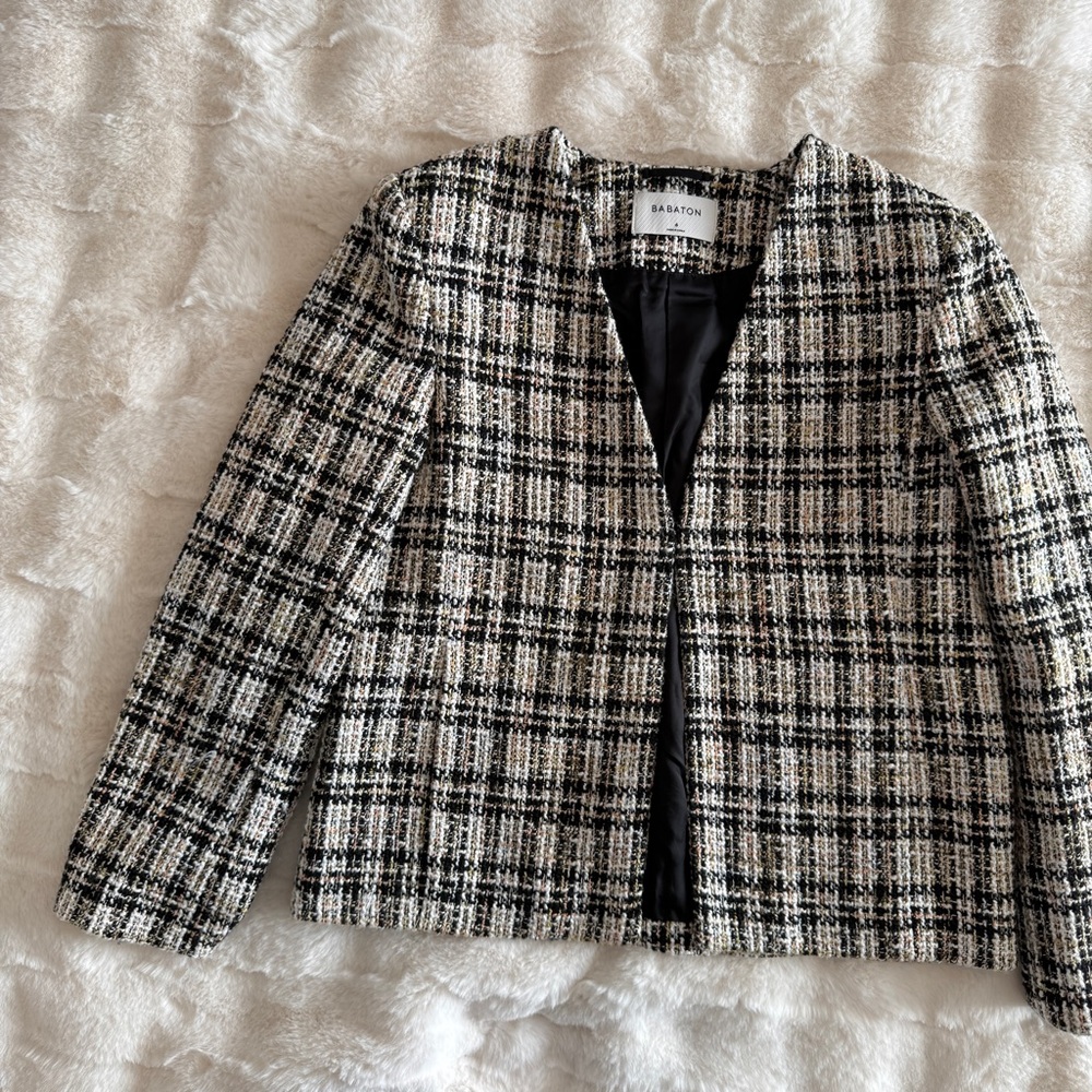 NWOT Babaton Women's Tweed Checkered Blazer - Picture 16 of 16